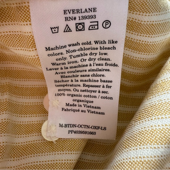 Everlane Striped Yellow Button Down Organic Cotton Long Sleeve Shirt SZ L/T - Picture 12 of 14